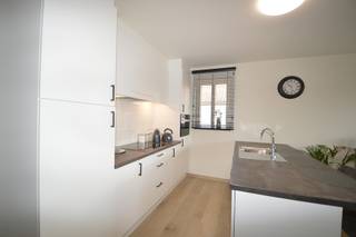 <p><span><strong>Modern 2-slaapkamer appartement met garagebox te hartje Kasterlee. </strong></span></p>
<p><span><strong> </strong></span></p>
<p><span><strong>INDELING</strong></span></p>
<p><span> </span></p>
<p><span>Dit appartement is gelegen op de eerste etage van een nog in opbouw zijnde kleinschalige residentie.</span></p>
<p><span>Gelegen in het centrum van het dorp, op wandelafstand van winkels en horeca.</span></p>
<p><span> </span></p>
<p><span>Het appartement bestaat uit een aparte inkomhal voorzien van vestiaire kast.</span></p>
<p><span>Vanuit de inkomhal heb je toegang tot een ruime open leefruimte (38.16m²) met volledige uitgeruste keuken.</span></p>
<p><span>Deze is voorzien van moderne toestellen zoals inductieplaat, afzuigkap, combi-oven, vaatwasmachine. </span></p>
<p><span>De ruime lades verhogen het gebruiksgemak.</span></p>
<p><span>Ter hoogte van de keuken situeert zich eveneens een voldoende ruime berging voorzien van een uitgietbak.</span></p>
<p><span>Het grote terras (21m²) situeert zich achteraan, aansluitend aan de woonkamer.</span></p>
<p><span> </span></p>
<p><span>Verder zijn er 2 slaapkamers (14.65m² - 10.08m²) waarvan de grootste slaapkamer voorzien is van een garderobekast.</span></p>
<p><span>De badkamer is uitgerust met een inloopdouche en lavabomeubel.</span></p>
<p><span>Er is een apart toilet dat toegankelijk is vanuit de inkomhal.</span></p>
<p><span> </span></p>
<p><span>Het appartement is uitgerust met vloerverwarming, in de leefruimte werd gekozen voor een keramische parketvloer.</span></p>
<p><span>Door de keuze voor zachte, lichte tinten in vloer en kastwerk oogt het appartement fris en modern.</span></p>
<p><span>Het geheel geeft een rustige uitstraling.</span></p>
<p><span> </span></p>
<p><span>Een privé garagebox is inclusief en bevindt zich achteraan het gebouw,</span></p>
<p><span>De automatische garagepoort met afstandsbediening maakt aan- en afrijden comfortabel en eenvoudig.</span></p>
<p><span> </span></p>
<p><span><strong>BIJZONDERHEDEN</strong></span></p>
<ul>
<li><span>Gemeenschappelijke kosten 50€/maand</span></li>
<li><span>Zeer gunstig EPC 40kWh/m²</span></li>
<li><span> </span><span>Armaturen + gordijnen over te nemen mits meerprijs van 1500 euro</span></li>
<li><span>Gemeenschappelijke kost: 50,00 EUR</span></li>
<li><span>Kosten van de nutsvoorzieningen (water, gas, elektriciteit..) neemt de huurder voor zijn/ haar rekening</span></li>
</ul>
<p><span> </span></p>
<p></p>