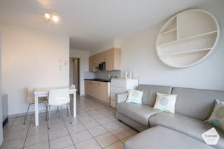 <p>Studio moderne aux couleurs agréables situé au 5ième étage, offrant donc une vue ouverte:</p><ul><li>Grande terrasse orientée sud-ouest,</li><li>Hall d'entrée avec grande armoire de rangement et vestiaire,</li><li>Jolie cuisine rénovée,</li><li>Salle de bain avec douche, lavabo, belles armoires et wc,</li><li>Séjour avec divan-lit,</li><li>Superbe vue sur les dunes,</li><li>Local à vélos dans le bâtiment.</li></ul>