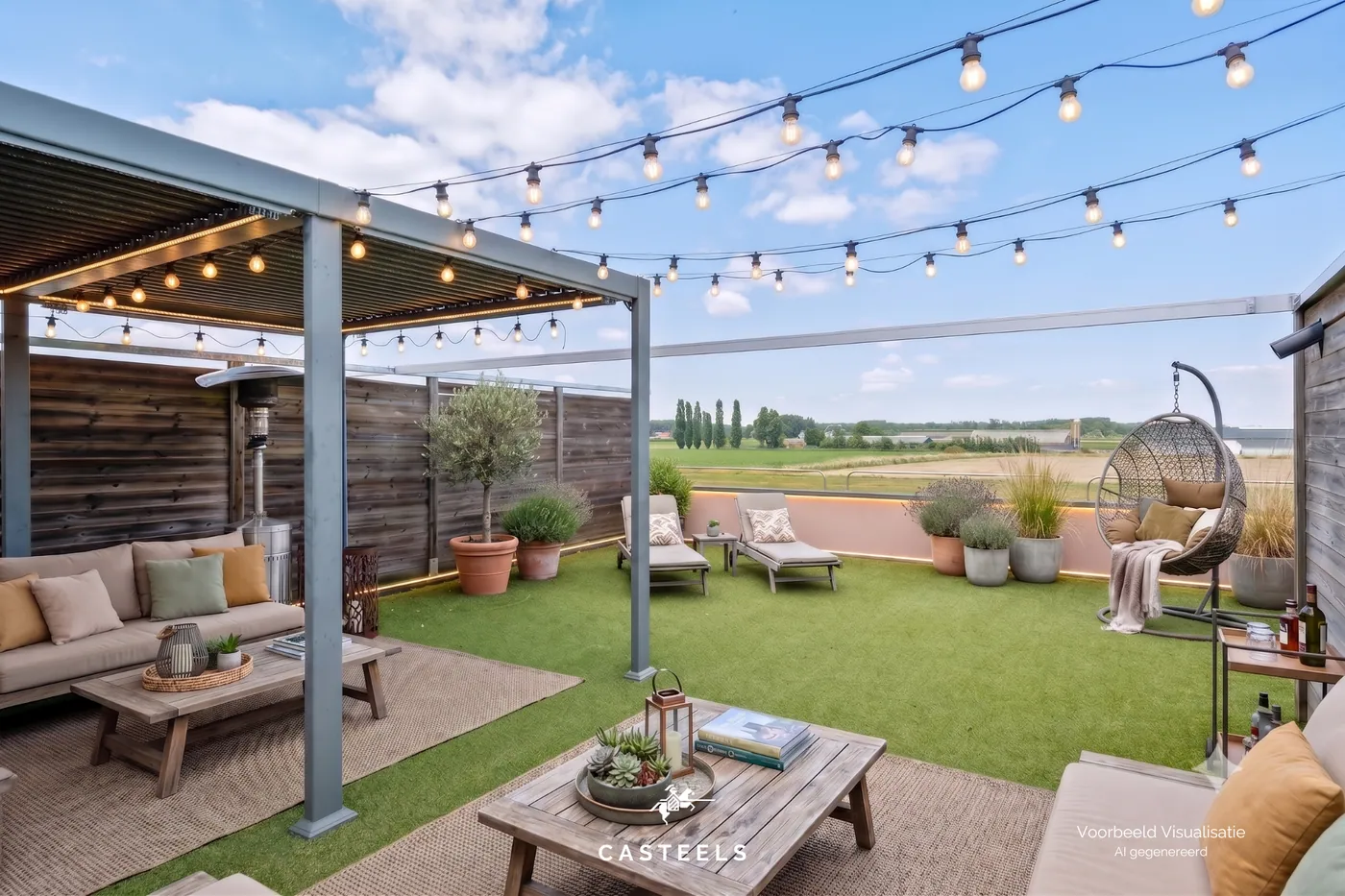 Instapklare bel-etage met dubbele garage, dakterras en agrarisch uitzicht te Assenede - foto 1
