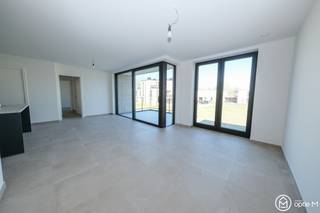 Centraal, rustig en energiezuinig wonen met alle comfort!<br /><br />Dat kan in dit ruime nieuwbouwappartement van 95 m2 met groot terras en twee slaapkamers. Inclusief onderdergrondse parkeerplaats en privé-kelderberging.<br />Mooi gelegen in de woonbuurt Kleine Hemmenweg en vlakbij het centrum van Zonhoven. Deze locatie is een nieuwe verkeersarme woonbuurt met appartementen en woningen en is omringd door groen dat in aanleg is.<br />Energiezuinig met eigen zonnepanelen!<br /><br />Het appartement is gelegen op de eerste verdieping. Lift in het gebouw.<br /><br />Je komt binnen in de inkomhal met apart toilet en ruimte voor vestiairekast. Apart toilet met handwasbakje. In de leefruimte valt de lichtinval onmiddellijk op door de grote raampartijen en het schuifraam naar het ruime terras.<br />De maatkeuken is voorzien van een eiland en van alle comfort en de toestellen zijn van Whirlpool. Langs de keuken is de berging met ruimte voor wasmachine en droogkast. Afgesloten nachtgedeelte met 2 ruime slaapkamers met grote ramen, laminaatvloer, internet- en TV-aansluiting. In de ruime badkamer is er een inloopdouche met vaste regenkop en handsproeier, badmeubel met dubbele lavabo, mengkraan en spiegel met verlichting.<br /><br />Inclusief privé-parking in de kelder nr. 20 en privé-kelderberging.<br />Gemeenschappelijke afgesloten fietsenstalling.<br /><br />Voor het afval zijn er ondergrondse containers op het terrein (PMD en restafval)/<br /><br />Kortom, dit appartement heeft alle comfort om te voldoen aan de hedendaagse energie- en woonnormen.<br /><br />Benieuwd? Stel je kandidaat via onze website https://optie-m.be/nl/te-huur en klik vervolgens op "ik ben kandidaat".<br />