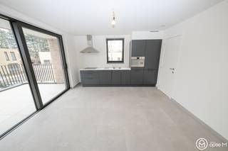 Centraal, rustig en energiezuinig wonen met alle comfort!<br /><br />Dat kan in dit nieuwbouwappartement met groot terras en 1 slaapkamer. Mooi gelegen in de woonbuurt Kleine Hemmenweg en vlakbij het centrum van Zonhoven. Deze locatie is een nieuwe verkeersarme woonbuurt met appartementen en woningen en is omringd door groen dat in aanleg is.<br />Energiezuinig met eigen zonnepanelen!<br /><br />Het appartement is gelegen op de eerste verdieping. Lift in het gebouw.<br />Je komt binnen in de ruime inkomhal met apart toilet. Er is voldoende plaats in de hal voor het plaatsen van een vestiairekast en extra schoenenkast. In de leefruimte valt de lichtinval onmiddellijk op door de grote raampartijen en het schuifraam naar het ruime terras.<br />De maatkeuken is voorzien van alle comfort en de toestellen zijn van Whirlpool. Langs de keuken is de berging met ruimte voor wasmachine en droogkast. Er is 1 slaapkamer voorzien met groot raam, laminaatvloer en TV-aansluiting. In de badkamer is er een inloopdouche met vaste regenkop en handsproeier, badmeubel met lavabo, mengkraan en spiegel met verlichting.<br /><br />Gemeenschappelijke afgesloten fietsenstalling.<br /><br />Voor het afval zijn er ondergrondse containers op het terrein.<br /><br />Kortom, dit appartement heeft alle comfort om te voldoen aan de hedendaagse energie- en woonnormen.<br /><br />Benieuwd? Contacteer ons voor meer info en een bezoek ter plaatse!<br />Optie M vastgoed I verhuur@optie-m.be I 011/23 11 01<br /><br />