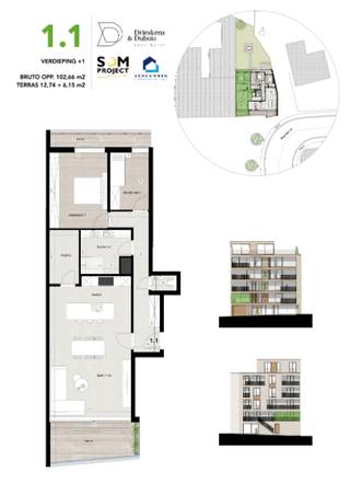 Luxeproject met ruime appartementen met een hoogwaardige afwerkingsgraad op toplocatie in het centrum van Genk.<br /><br />Project Belgiek bestaat uit 9 ruime appartementen en 1 commerciële ruimte, verdeeld over 6 bouwlagen, gelegen aan de Weg naar As 33 + 35, de voormalige locatie van café Belgiek.<br /><br />Appartement A1.1 is gelegen op de 1ste verdieping en beschikt over een woonoppervlakte van 102,66m² en zuid-gericht terras van 18,89 m² met zicht op het stadscentrum.<br />Indeling:<br />- inkomhal<br />- woonkamer<br />- 2 slaapkamers<br />- badkamers<br />- berging<br />- toilet<br />- 2 terrassen<br /><br />Ondergronds zijn er voldoende autostaanplaatsen en bergingen voorzien. Op het gelijkvloers is er een gemeenschappelijke fietsenstalling.<br /><br />DETAILS:<br />- Toplocatie in Genk-Centrum<br />- Kleinschalig woonproject<br />- Zeer laag energielabel d.m.v. groene, hernieuwbare bronnen;<br />- Vloerverwarming, warmtepompen, hoogwaardig ventilatiesysteem, uitstekende isolatie<br />- Eigen keuze inrichting/afwerking<br />- Persoonlijk advies inzake indeling en materiaalkeuze<br />- 12 ondergrondse autostaanplaatsen<br /><br />