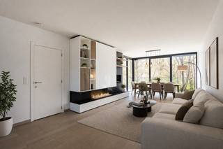 <p>Via le hall d’entrée avec toilette invités séparée, vous accédez à un spacieux séjour avec cuisine ouverte.<br />Les grandes baies vitrées apportent une agréable luminosité et donnent accès aux terrasses, tant à l’avant qu’à l’arrière du bâtiment.</p>
<p>La cuisine ouverte équipée est un véritable atout. Non seulement elle est dotée, entre autres, d’un lave-vaisselle encastré, d’un four à micro-ondes et d’un four (Miele), d’une plaque à induction avec hotte intégrée, mais elle est également finie avec des matériaux de haute qualité tels que des surfaces en composite, des prises encastrées, …</p>
<p>Le chauffage par le sol assure un confort thermique optimal. La cheminée à gaz élégante est intégrée dans un meuble mural sur mesure.</p>
<p>Une chambre se situe à l’avant, la seconde à l’arrière du bâtiment et dispose de sa propre terrasse ainsi que d’un accès direct à la salle de bains. Ici aussi, le choix s’est porté sur le style et la qualité : baignoire ovale indépendante, douche à l’italienne, double lavabo, …</p>
<p>Toute la technique est regroupée dans un débarras séparé.</p>
<p>Dans le parking souterrain, possibilité d’acquérir 2 emplacements de parking supplémentaires, dont un avec un espace de rangement attenant.</p>
<p>Atout supplémentaire : la situation idéale pour une connexion rapide vers, entre autres, le complexe d’accès à l’E40 en direction de Gand et Bruxelles.</p>
<p>Intéressé(e) par une visite ? Cliquez sur le bouton « demande d’information / rendez-vous » sur cette page.</p>
<p>Vente : Pieter Cardoen 0475 36 12 52, pieter@cornelis-goeman.be</p>