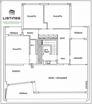 Te renoveren penthouse te Pulhof van ca. 156m² met 3 slaapkamers en 3 terrassen.Indeling:Vooraan, de royale leefruimte met een breedte van bijna 13m...
