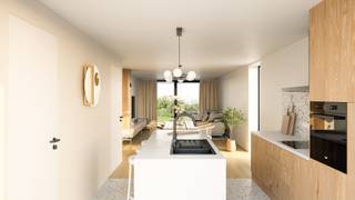 Danneels bouwt nieuwe energiezuinige appartementen aan de Parkstraat in Wevelgem. De nieuwe residentie sluit architecturaal mooi aan bij woningen die we hier bouwen.<br /><br />Dit ruime appartement heeft o.m. een lichtrijke open ingedeelde leefruimte, ingerichte eilandkeuken en badkamer, 2 slaapkamers, 2 terrassen, wasplaats en berging, vloerverwarming, ventilatie met warmterecuperatie en zonnepanelen. Ondergrondse parkeerplaats, extra berging en fietsenstalling zijn voorzien.<br /><br />We werken jouw appartement sleutel-op-de-deur voor je af met vaste afspraken over budget & timing. De keuken, badkamer & vloeren kan je zelf kiezen in de toonzalen van onze partners. Onze klantenbegeleider staat voor je klaar.<br /><br />Je woont in de Marie Curiestraat, in een rustig gelegen jonge buurt met veel groen in hartje Wevelgem. Een ideale woonlocatie met een ideale bereikbaarheid. <br /><br />Danneels werkt jouw nieuwe thuis sleutel-op-de-deur voor je af met vaste afspraken over budget & timing. De keuken, badkamer & vloeren kan je zelf kiezen in de toonzalen van onze partners.<br />