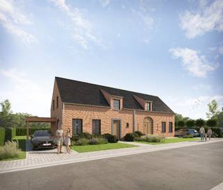 Langs de Hovaerestraat (lot 46) in Koekelare realiseren ze deze moderne, tijdloze woning. Je woont er op een boogscheut van het centrum, op wandelafstand van winkels, scholen en openbaar vervoer. Even uitwaaien in de natuur? Dat kan in het nabijgelegen Koekelarebos en Arboretum.<br /><br />Deze energiezuinige nieuwbouwwoning omvat: een inkomhal met toilet, een woon- en eetkamer met veel lichtinval, aansluitend een ingerichte open keuken - berging. Op de verdieping: 3 slaapkamers - een badkamer met inloopdouche, wastafel en toilet - wasruimte/bergruimte. Een zolderverdieping op verdiep 2. De woning heeft ook een oprit en tuin om volop te genieten!<br /><br />Het gebruik van een warmtepomp, in combinatie met vloerverwarming en zonnepanelen zorgt ervoor dat jouw toekomstige energiefactuur onder controle blijft (E10).<br /><br />Een kijkje nemen? Contacteer ons voor meer informatie.<br /><br />Deze prijs is exclusief de bijkomende kosten. Op de bouwgrond betaal je registratierechten (12% in Vlaanderen) en ereloon notaris. Op de constructie 21 % btw