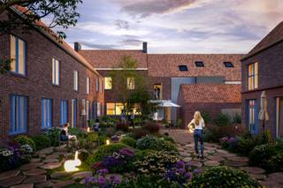 INDELING VAN DE WONING<br /><br />GELIJKVLOERS<br /><br />- Inkomhal- Gastentoilet- Leefruimte met open keuken- Trap naar boven- Berging<br />EERSTE VERDIEP<br /><br />- Nachthal- Badkamer- Toilet- 3 slaapkamers<br />Optioneel kan er ook een parkeerplaats worden aangekocht (toegankelijk met autolift). <br /><br />Ook zijn een aantal stallingsplaatsen voor een bakfiets te koop.