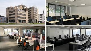 Kantoren op zichtlocatie op de 1ste en 2de verdieping te huur van samen 2.308 m² met parking vlakbij Berchem station met uitstekende visibiliteit.Het...