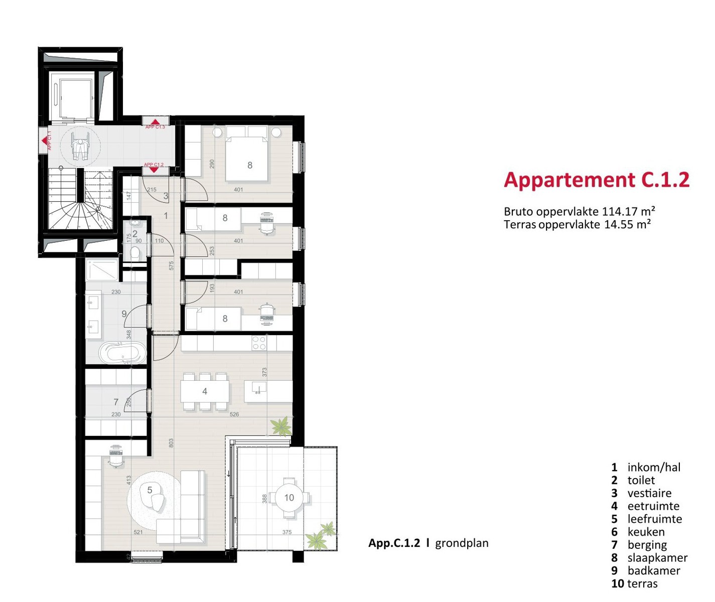Residentie Ter Leysen : APP. C1.2 - 114,17 m² - 3 slpks - foto 1