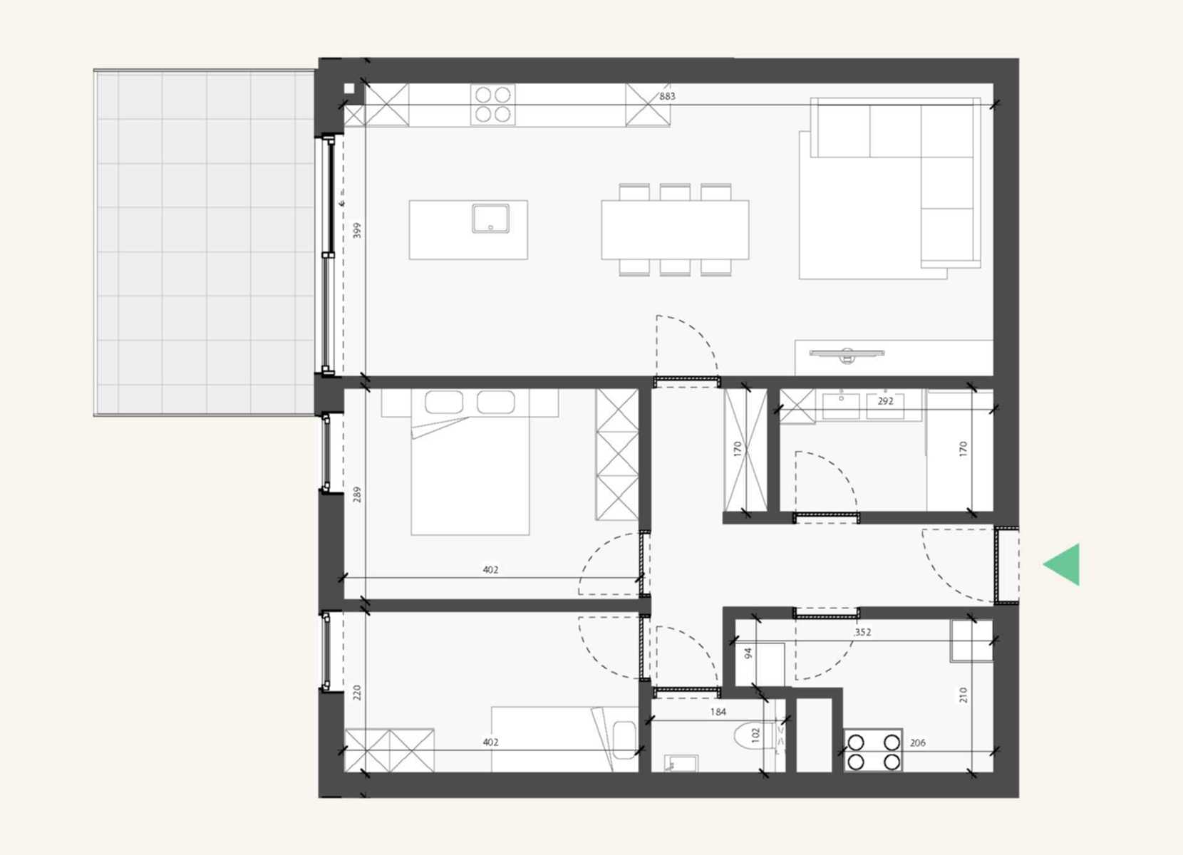0.5 Gelijkvloers appartement met 2 slaapkamers - foto 2