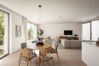 Dit appartement op de tweede verdieping van 137 m² beschikt over een inkomhal met vestiairehoek, een lichtrijke leef- en eetruimte met bureauhoek, een open keuken met kookeiland en een praktische berging met wasplaats. Vanuit de leefruimte heb je directe toegang tot het oostelijk georiënteerde terras van 34 m².<br /><br />Het appartement omvat daarnaast drie slaapkamers, een apart toilet, een praktische berging met wasplaats en een volledig uitgeruste badkamer met dubbele lavabo, ligbad en inloopdouche.<br /><br />Park Vlerick is een nieuwbouwresidentie met 16 appartementen, uitzonderlijk rustig gelegen in een groen binnengebied in het centrum van Zwijnaarde. Dankzij de centrale ligging bevinden alle dagelijkse voorzieningen, van winkels en scholen tot sport en recreatie, zich op wandel- of fietsafstand. Ook de verbindingen met Gent en de nabijgelegen snelwegen zijn uitstekend, wat van deze locatie een ideale uitvalsbasis maakt aan de groene rand van de stad.<br /><br />Het aanbod omvat één-, twee- en drieslaapkamer appartementen, elk met een eigen terras . De gemeenschappelijke parktuin wordt een groene ontmoetingsplek met zitplekken en rustige zones voor jong en oud.<br /><br />Er is slechts een beperkte selectie online te bekijken, ontdek het volledige aanbod op kantoor bij Landbergh door het maken van een afspraak. Steeds welkom voor een vrijblijvende toelichting.