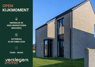 <span><span><strong>Hedendaagse nieuwbouwwoning met drie slaapkamers op rustige ligging in Neeroeteren</strong></span><br /><br /><span><u>Openkijkdag</u><br /><em>Op zaterdag 10 oktober, tussen 11u00 en 16u00, zal er een openkijkmoment georganiseerd worden bij de woning. <br />Mocht u hierin interesse hebben, kan u uw aanwezigheid bevestigen door te mailen naar info@immoverslegers.be of te bellen naar het nummer +32 (0)89 23 44 22. </em></span><br /><br /><span>Op een rustige en groene locatie aan de Heerbaan 40 in Neeroeteren (Maaseik) bevindt zich deze moderne nieuwbouwwoning met drie slaapkamers. Een ideale thuis voor wie hedendaags wooncomfort wil combineren met rust, ruimte en een aangename leefomgeving.</span><br /><br /><span>De woning werd ontworpen met aandacht voor energiezuinig en toekomstgericht wonen en is onder meer uitgerust met 12 zonnepanelen, een gascondensatieketel, ventilatietype D en dubbele beglazing met aluminium profielen. Dit draagt bij aan een laag energieverbruik en een comfortabel woonklimaat.<br /><br />Daarnaast krijg je als koper nog volop de mogelijkheid om deze halfopen bebouwing naar eigen smaak en stijl af te werken. Zo maak je van deze nieuwbouwwoning vanaf het begin echt jouw thuis. In de verkoopprijs is bovendien een budget voor de keuken voorzien. De keuken kan dus nog volledig naar eigen voorkeur worden gekozen en ingericht.<br /><br />De moderne architectuur wordt gekenmerkt door een strakke vormgeving, grote raampartijen en veel natuurlijke lichtinval. De leefruimte staat bovendien mooi in verbinding met de tuin en het achterliggende groen.</span><br /><br /><span><strong>Praktische indeling</strong><br />Via de inkomhal betreedt u de woning. Aan uw linkerzijde is er de mogelijkheid om een vestiaire te voorzien en bevindt zich eveneens het gastentoilet. <br /><br />Vanuit de inkomhal kan je doorlopen naar de ruime leefruimte met aan de achterzijde de open keuken. Deze leefruimte vormt het hart van de woning. Dankzij de grote raampartijen, aan de voor- en achterzijde van de woning, geniet je hier van veel natuurlijk licht en een prachtig zicht op de tuin en de achtergelegen omgeving.<br /><br />Op de eerste verdieping geeft de nachthal toegang tot een tweede apart toilet, drie ruime tot volwaardige slaapkamers en een ruime badkamer, voorzien van zowel een bad als een douche.<br /><br />Daarnaast beschikt de woning over een zolder, ideaal als extra bergruimte en met mogelijkheden voor verdere inrichting.<br /><br />Via de achterdeur heeft u toegang tot de tuin. Aan de achtergevel is er reeds een buitenkraan en stopcontact voorzien. Verdere afwerking van de tuin kan volledig naar eigen wensen gebeuren. <br /><br /><strong>De pluspunten van deze woning op een rijtje: </strong></span></span>
<ul>
<li><span><span>Rustige woonomgeving met enkel plaatselijk verkeer;</span></span></li>
<li><span><span>Nieuwbouw; </span></span></li>
<li><span><span>Drie slaapkamers;</span></span></li>
<li><span><span>Naar eigen smaak verder af te werken; </span></span></li>
<li><span><span>Keukenbudget inbegrepen in de verkoopprijs; </span></span></li>
<li><span><span>50% vrijstelling van de onroerende voorheffing gedurende de eerste vijf jaar!</span></span></li>
</ul>
<br /><span><span><strong>Kosten & fiscaliteit:</strong><br /><em>De vermelde prijs is exclusief registratierechten en btw.</em></span></span>
<ul>
<li><span><span>De verkoop gebeurt onder het btw-stelsel: op de constructiewaarde is 21% btw van toepassing.</span></span></li>
<li><span><span>Op de grondwaarde zijn registratierechten van 12% verschuldigd.</span></span></li>
</ul>
<br /><span><span>Deze woning is een uitstekende keuze voor wie op zoek is naar een moderne, energiezuinige nieuwbouwwoning op een rustige locatie. Hier woon je comfortabel en eigentijds, terwijl je toch iedere dag kan genieten van de rust en het groen.<br /><br />Bekijk de video van deze woning via de volgende link: <em>https://youtu.be/Dpp21pYBASk</em><br /><br />Benieuwd naar deze nieuwbouwwoning?<br />Contacteer ons kantoor voor meer informatie of om een bezichtiging in te plannen. Wij laten je de woning graag ter plaatse ontdekken.<br /><br />Tel.<strong> <span>+32 (0)89 23 44 22</span></strong><br />Mail. <span><strong>info@immoverslegers.be </strong></span></span></span>