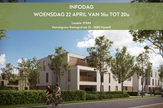 ** INFODAG **<br />Woensdag 22 april van 16u tot 20u<br />Stekk: Monseigneur Koningsstraat 25 - 3680 Maaseik<br /><br />Residentie Iris is gelegen tussen de Oude Baan en de Koningin Astridlaan (aan het rondpunt met de Bosmolenlaan, de Stationsstraat en de Koning Albertlaan). Het stadscentrum en het Marktplein liggen op wandelafstand. <br /><br />Dit nieuwbouwproject omvat 30 mooie appartementen verdeeld over 3 gebouwen. Ondergronds zijn er parkeerplaatsen en kelderbergingen voorzien. Bovengronds worden er bezoekersparkeerplaatsen aangelegd. <br />Elk appartement wordt verkocht met een kelderberging en autostandplaats. <br />Er is ook een mogelijkheid om een extra autostandplaats bij te kopen.<br /><br />Appartement 0.1 (Blok A) <br />-- Indeling<br />- Inkomhal <br />- Apart toilet<br />- Leefruimte<br />- Keuken<br />- Berging<br />- Drie slaapkamers<br />- Badkamer<br />- Garage <br />- Tuin (50,4m²) + terras (37,5m²)<br /><br />Er wordt sterk ingezet op duurzaamheid. De appartementen zijn energiezuinig en akoestisch bijzonder goed geïsoleerd. Bovendien werd gekozen voor onderhoudsvriendelijke, duurzame materialen. Zo is elk appartement voorzien van een warmtepomp met vloerverwarming.<br />Elk appartement zal een E-waarde hebben lager of gelijk aan E30. Hierdoor geniet u van een 50% vrijstelling op de onroerende voorheffing gedurende 5 jaar. Zolang de regel toepasbaar is, kan een aankoop gebeuren aan 6%.<br /><br />Zowel de verkoop als de werken zijn gestart, meer info of een afspraak is via ons kantoor te verkrijgen.