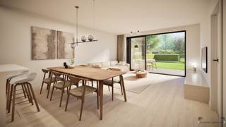 <p><span>Luxueus energiezuinig nieuwbouw appartement</span></p><p><span> </span></p><p><span>Het gelijkvloers appartement heeft een oppervlakte van 87,89 m</span><span><sup>2</sup></span><span>, 2 slaapkamers en een privétuin met terras zodat u steeds in alle rust van de omgeving kan genieten. </span></p><p><span>Vanuit uw privétuin heeft u uitzicht alsook een eigen toegang tot de gemeenschappelijke onderhoudsvriendelijk aangelegde grote tuin van meer dan 1.000m².</span></p><p><span>Ondergronds bevindt er zich een ruime parkeergarage met garageboxen, autostaanplaatsen en afzonderlijke bergingen.</span></p><p><span> </span></p><p><span>Ieder appartement is uitgerust met vloerverwarming d.m.v. een lucht-water warmtepomp en met een mechanisch ventilatiesysteem type D. </span></p><p><span>De BEN-eisen (bijna energie neutraal) worden gerealiseerd door bijzondere aandacht te geven aan luchtdichtheid, goede isolatie, zuinige verwarmingsinstallaties en zonnepanelen. Ieder appartement wordt afgewerkt met hoogwaardige materialen zoals o.a. parket in de leefruimte en slaapkamers. </span></p><p><span> </span></p><p><span>De indeling van het appartement is als volgt: een ruime leefruimte met aansluitend een open keuken (samen met een oppervlakte van ca. 40m</span><span><sup>2</sup></span><span>), wasruimte/ berging, nachthal en 2 slaapkamers, badkamer met douche of ligbad en een apart toilet.</span></p><p><span> </span></p><p><span>U bepaalt de afwerking van uw appartement volledig zelf, in samenspraak met de klantenbegeleiding van Bouwwerken Vermeiren en de geselecteerde kwaliteitspartners zoals Desco en Keukenateljee.</span></p><p><span> </span></p><p><span>Prijs van het appartement</span></p><p><span>Grondwaarde:€ 79.851,32 (exclusief 12% RR)</span></p><p><span>Constructie waarde:€ 280.048,68 (exclusief BTW)</span></p><p><span>TOTAAL:</span><span>€ 359.900,00 (exclusief kosten)</span></p><p><span> </span></p><p><span>Met het vooruitzicht op de aangekondigde verlenging van de wetgeving vanaf 1 juli 2025, bestaat er mogelijks de </span><span>kans op toepassing van het verlaagd BTW-tarief van 6%</span><span> voor projecten die vallen onder de regeling van afbraak en heropbouw. Deze mogelijkheid is onder voorbehoud van definitieve wetgevende bevestiging en mits voldaan wordt aan de wettelijke voorwaarden.</span><span> </span><span> </span><span> </span></p><p><span> </span></p><p><span>U kunt dit appartement vandaag al beleven! Plan een afspraak in met ons kantoor en wandel door het project met een VR-bril, een unieke 3D-ervaring van uw nieuwe thuis.</span></p><p><span>Hiernaast zijn het lastenboek en plannen op kantoor te verkrijgen na afspraak: tel 03/663 44 44</span></p><p><span> </span></p><p><span>Een garagebox of autostaanplaats en berging maken verplicht deel uit van de aankoop.</span></p><p><span> </span></p><p><span>Extra:</span></p><p><span>- E20!</span></p><p><span>- Zuid-westelijke oriëntatie</span></p><p><span>- Toplocatie</span></p><p><span>- Afwerking naar wens</span></p><p><span>- Verlaagd BTW-tarief van 6% mogelijk!</span></p><p><span>- Alle pluspunten en meer info: https://www.groenebrug.be/</span></p><p><span> </span></p>