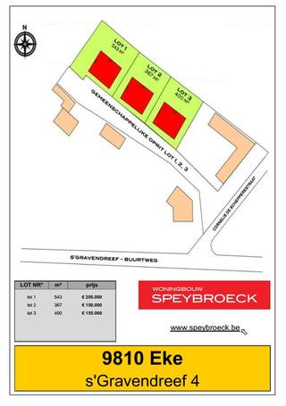 TE KOOP in EKE 'S Gravendreef 4 ( lot 1 ) Mooi gelegen stuk bouwgrond voor het bouwen van een open bebouwing. Opp lot 1: +/- 543 m² Prijs Grond :...