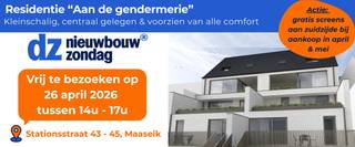 <p><span>Uitzonderlijk ruim duplex appartement, voorzien van 3 slaapkamers gelegen op de tweede en derde verdieping met 3 terrassen en ondergrondse parkeerplaats in hartje Maaseik. </span></p><p><span> </span></p><p><span>Dit duplex appartement, gelegen op de tweede en derde verdieping van residentie “Aan de Gendermerie” combineert </span><span>comfort, ruimte en energiezuinigheid</span><span>. Met een </span><span>bewoonbare oppervlakte van ± 112 m²</span><span>, een zuidgericht, overdekt </span><span>terras van ca. 11 m²</span><span>, een balkon aan de voorzijde en een dakterras geniet je hier van een harmonieuze combinatie tussen binnen- en buitenleven. De hoogwaardige afwerking, hedendaagse architectuur en optimale oriëntatie maken dit appartement uitermate aantrekkelijk voor wie op zoek is naar </span><span>stijlvol en duurzaam wonen op een topligging nabij het stadscentrum van Maaseik</span><span>.</span></p><p><span> </span></p><p><span>Indeling appartement:</span></p><ul><li><span>Inkomhal met vestiairemogelijkheid</span></li><li><span>Gastentoilet</span></li><li><span>Lichtrijke leefruimte met open keuken, eetplaats en zithoek</span></li><li><span>Praktische berging met aansluitingen voor wasmachine en droogkast</span></li><li><span>Balkon aan de voorzijde van het gebouw en zonnig, zuidgericht en overdekt terras van ca. 11 m² aan de achterzijde </span></li><li><span>Trap naar de derde verdieping </span></li><li><span>Nachthal </span></li><li><span>3 slaapkamers, waarvan 1 met dakterras </span></li><li><span>Badkamer voorzien van inloopdouche en dubbele lavabo</span></li></ul><p><span> </span></p><p><span>Troeven:</span></p><ul><li><span>Kleinschalige residentie met slechts 6 appartementen</span></li><li><span>BEN-woonproject (E-peil ≤ E20) met warmtepomp, zonnepanelen, vloerverwarming, ventilatiesysteem D en uitstekende isolatie</span></li><li><span>Totale bewoonbare oppervlakte van ca. 112  m²</span></li><li><span>3 terrassen, waarvan 1 overdekt, zuidgericht terras van 11 m</span><span><sup>2</sup></span></li><li><span>Zonwerend glas aan de zuidzijde, in combinatie met aluminium schrijnwerk </span></li><li><span>Afwerking naar eigen smaak voor de keuken, badkamer, vloeren en deuren </span></li><li><span>Ondergrondse autostaanplaats inbegrepen met voorziening om een elektrische wagen op te laden </span></li><li><span>Gemeenschappelijke fietsenstalling met individueel oplaadpunt  </span></li><li><span>Uitstekende ligging: rustig én centraal, op wandelafstand van winkels, horeca, openbaar vervoer en recreatie</span></li></ul><p><span> </span></p><p><span>Een unieke kans voor wie wil wonen met veel licht, privacy, tuin en hedendaags wooncomfort — in een kleinschalig en energiezuinig project op een absolute toplocatie in Maaseik.</span></p><p><span> </span></p><p><span>Dit project komt in aanmerking voor het verlaagde btw-tarief van 6% (onder voorwaarden).</span></p><p><span> </span></p>