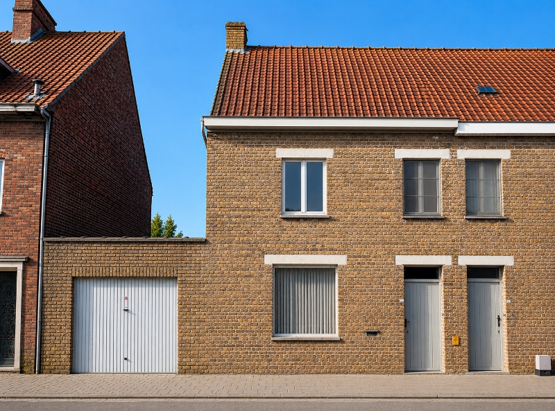 omvattende een inkom-/traphal, mooie living, ingerichte keuken en badkamer, 2 slaapkamers, kelder, zolder, garage, terras en zuid-gerichte tuin