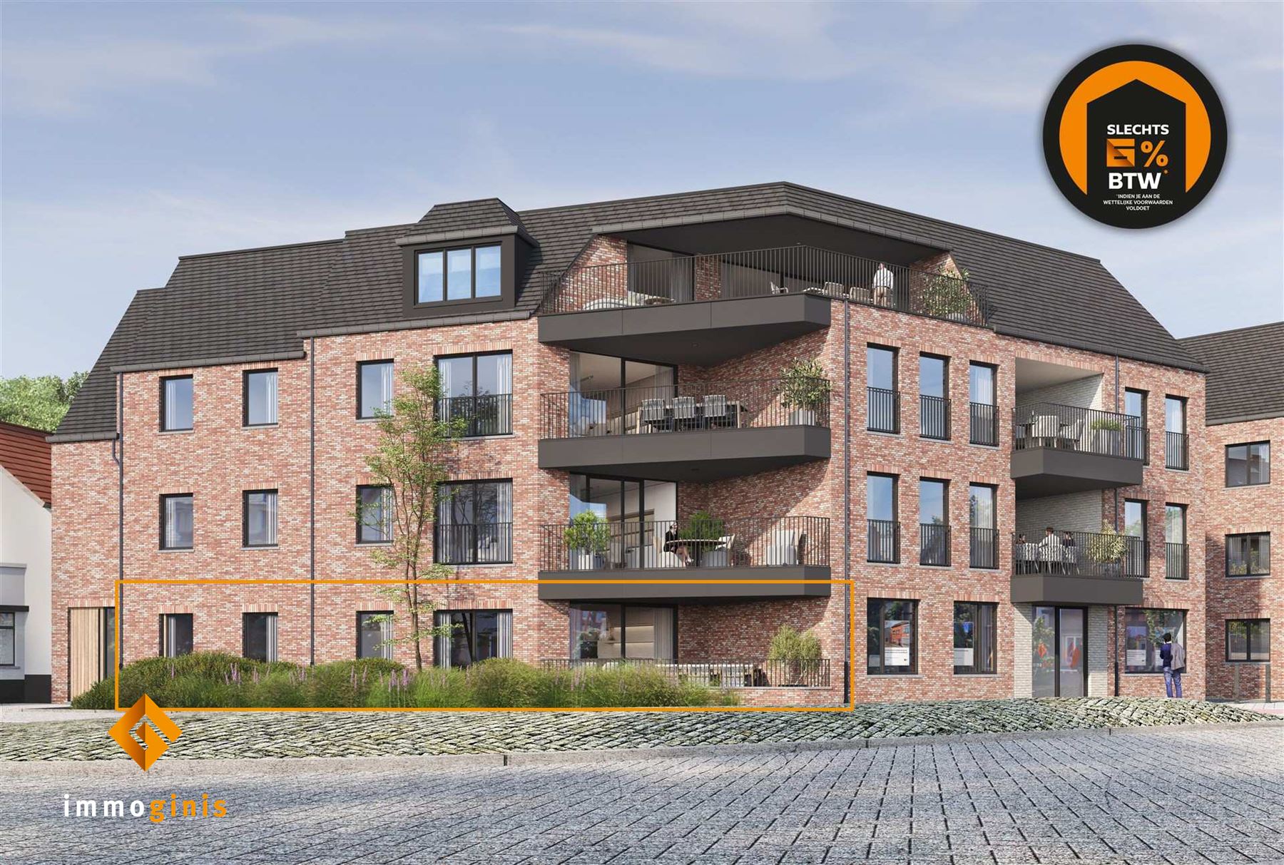 Gelijkvloers appartement met 1 slaapkamer en overdekt terras. - foto 1