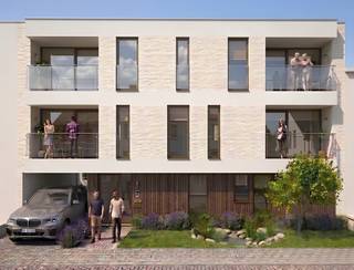 Residentie Christiane is een stijlvolle en kleinschalige nieuwbouwresidentie met slechts vijf exclusieve appartementen, centraal gelegen in de A. Rodenbachlaan in De Haan. Je woont op wandelafstand van de gezellige winkelstraat, het openbaar vervoer, de Concessiewijk, de Duinbossen en het strand. Dankzij de vlotte verbindingen bereik je Brugge, Oostende en Blankenberge in amper 20 minuten.

De residentie omvat ruime tweeslaapkamerappartementen van 95 tot 97 m², telkens voorzien van een zonnig terras. Het gelijkvloerse appartement beschikt bovendien over een privatieve tuin. De appartementen op de 2de verdieping zijn reeds verkocht. Verplichte aankoop van een bovengrondse staanplaats, en een gemeenschappelijke fietsenberging op de gelijkvloerse verdieping.

Duurzaamheid staat hier centraal. De appartementen zijn energieneutraal (E-peil 0) en uitgerust met een lucht-waterwarmtepomp, vloerverwarming en zonnepanelen. Grote raampartijen zorgen voor een lichtrijke woonomgeving en een aangenaam wooncomfort met lage energiekosten.

De appartementen worden sleutel-op-de-deur afgewerkt volgens de plannen en het lastenboek. Een uitzonderlijke troef is de 'koop nu, betaal pas bij oplevering'-formule. Je betaalt de volledige aankoopsom pas na de oplevering, waardoor je tijdens de bouw geen kapitaal hoeft vrij te maken. Aankoop aan 6% btw mogelijk. 

De oplevering is voorzien tegen zomer 2027. 

Wens je meer info over deze residentie? Contacteer ons via 050 70 81 74 of hello@keyimmo.be.