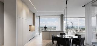 <p>This generous 191 m² Serenity apartment is situated on the 25th floor and offers an exceptional sense of space. Two bedrooms, 2 bathrooms and impressive floor-to-ceiling windows form the basis of an exclusive city residence with Antwerp quite literally at your feet.</p>
<p>The apartment is currently unfinished, allowing for a personalised interior finish. Contact BROCOR for further information about the available possibilities.</p>