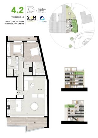 Luxeproject met ruime appartementen met een hoogwaardige afwerkingsgraad op toplocatie in het centrum van Genk.<br /><br />Project Belgiek bestaat uit 9 ruime appartementen en 1 commerciële ruimte, verdeeld over 6 bouwlagen, gelegen aan de Weg naar As 33 + 35, de voormalige locatie van café Belgiek.<br /><br />Appartement A4.2 is gelegen op de 4de verdieping en beschikt over een woonoppervlakte van 131,20 m² en 2 terrassen van totaal 26,26 m².<br />Indeling:<br />- inkomhal<br />- woonkamer<br />- open keuken<br />- 2 slaapkamers<br />- 2 badkamers<br />- berging<br />- toilet<br />- 2 terrassen<br /><br />Ondergronds zijn er voldoende autostaanplaatsen en bergingen voorzien. Op het gelijkvloers is er een gemeenschappelijke fietsenstalling.<br /><br />DETAILS:<br />- Toplocatie in Genk-Centrum<br />- Kleinschalig woonproject<br />- Zeer laag energielabel d.m.v. groene, hernieuwbare bronnen;<br />- Vloerverwarming, warmtepompen, hoogwaardig ventilatiesysteem, uitstekende isolatie<br />- Eigen keuze inrichting/afwerking<br />- Persoonlijk advies inzake indeling en materiaalkeuze<br />- 12 ondergrondse autostaanplaatsen<br /><br />