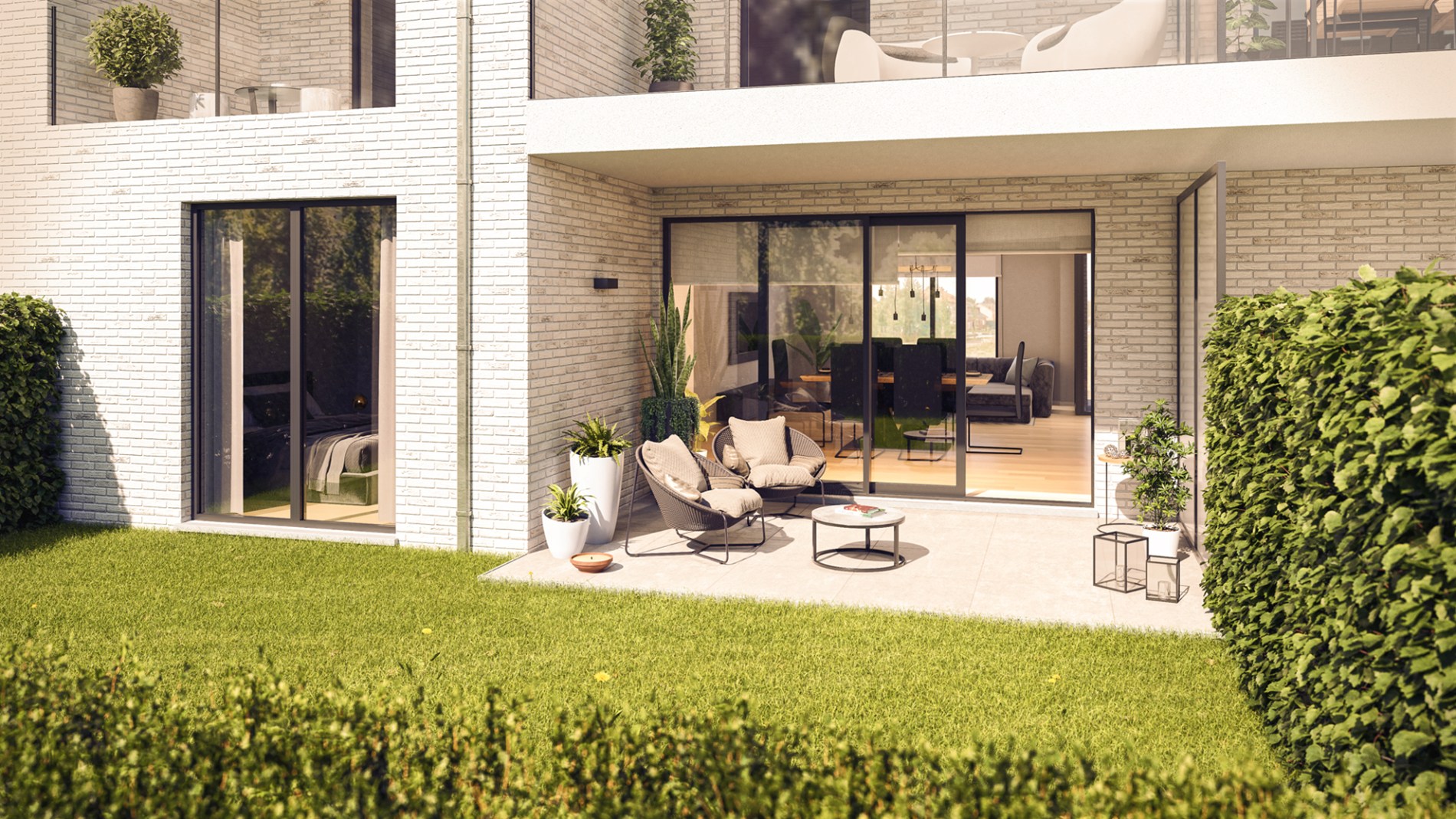 Gelijkvloers appartement (96 m²) met 2 slpk, overdekt terras en tuin. - foto 5