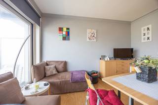 <strong>Residentie PARK</strong> : op de 3de verdieping met zicht op zee en tennisvelden, gemeubelde studio, bestaande uit : inkom met vestiaire/berging, woonkamer met opklapbed, nieuwe PVC-raam en terras met open zicht, open keuken, vernieuwde badkamer met lavabo, douche en WC en ondergrondse private berging (nr.8). Instapklaar. Residentie met fietsenberging en vuilnislokaal. Gevels, dakterrassen en hoofddak volledig gerenoveerd en geïsoleerd in 2017.