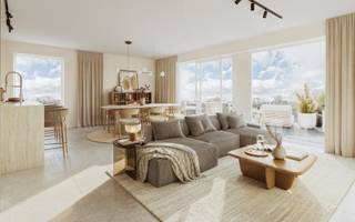 Dit appartement op de eerste verdieping van residentie Cori bevindt zich in een nieuwe woonwijk in Evergem en kijkt uit op groen.<br /><br />Het appartement combineert een doordachte indeling met een aangename leefruimte en een terras van 13 m². Je beschikt over 101 m² bewoonbare oppervlakte, een open leefruimte met keuken, 2 slaapkamers, badkamer, toilet en berging.<br /><br />Energiezuinig wonen dankzij warmtepomp, vloerverwarming, zonnepanelen en ventilatie met warmterecuperatie.<br /><br />Sleutel-op-de-deur afgewerkt met vaste prijs. Ondergrondse garage en berging zijn voorzien. Jij kiest je afwerking met hulp van onze klantenbegeleiders.