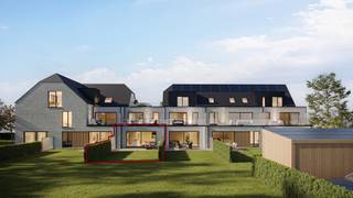 REEDS 60% VERKOCHT - START DER WERKEN 8/2025Gelijkvloers appartement van 102m² met privé tuintje van 62m² met zuiderterras van 15m² in het stijlvolle...