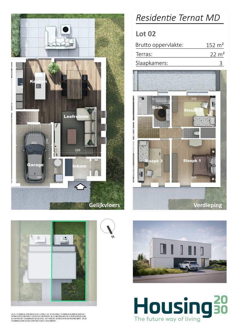 Project Ternasse - Moderne gezinswoning met 3 kamers en garage - foto 3