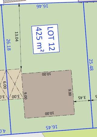 Zuidwest gerichte bouwgrond ( lot 12 ) te koop voor open bebouwing met een totale oppervlakte van 425 m².Nieuwe residentieel gelegen verkaveling in...
