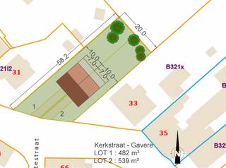 In de Kerkstraat 31-33 te Gavere bevindt zich deze mooie opportuniteit voor het realiseren van een halfopen bebouwing in landelijke stijl op een aantrekkelijke en rustige ligging.

De verkaveling omvat twee bouwloten, waarbij lot 1 een oppervlakte heeft van 482 m² en lot 2 een oppervlakte van 539 m². 

Deze percelen vormen de ideale basis voor wie droomt van een charmante woning met een landelijke uitstraling, gecombineerd met hedendaags wooncomfort. Dankzij de ruime oppervlaktes is er voldoende plaats om een stijlvolle halfopen bebouwing te realiseren met oog voor licht, ruimte en een mooie tuinbeleving.

Een uitstekende kans voor wie op zoek is naar een rustige woonomgeving en tegelijk de vrijheid wil om een warme, landelijke thuis te creëren op maat van zijn of haar wensen.

Voor meer informatie of een bezoek ter plaatse, neem gerust contact op.
*Verkoopprijs is exclusief kosten als BTW, Registratierechten en andere kosten.