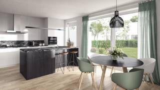 In de nieuwe woonwijk aan de Beekstraat – Begijnhofstraat in Astene bij Deinze bouwt Danneels deze moderne sleutel-op-de-deur woning met 4 slaapkamers en een garage. <br /><br />Het is een halfopen bebouwing met 174 m² woonruimte en uitgerust met o.a. een geothermische warmtepomp, vloerverwarming, zonnepanelen en een ventilatiesysteem met warmterecuperatie.<br />Danneels besteedt extra aandacht aan verfijning bij de architectuur en de afwerking, maar denkt ook aan een praktische indeling. Een open en lichtrijke woonkamer, volledig ingerichte keuken,  4 slaapkamers en een complete badkamer. De woning heeft verder nog een omheinde tuin met gezellig terras én een ruime garage.<br /><br />In onze totaalprijs zijn mooie budgetten voorzien voor de keuken, badkamer, vloertegels, … van jouw keuze. Ook jouw oprit en het terras zijn inbegrepen. <br /> 