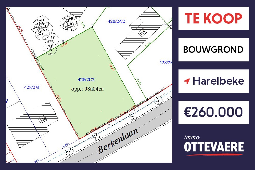 804 m² BOUWGROND TE KOOP VOOR ALLEENBOUW IN HARELBEKE (24 x 33.50) - foto 1
