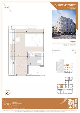<p><span>Functionele studentenkamer met eigen sanitair en een efficiënte indeling. Sterk inzetbaar binnen een helder en duurzaam verhuurmodel.<br />Derde verdieping, met toegang tot de gemeenschappelijke keuken en de faciliteiten van de residentie.<br />De unit maakt deel uit van Studentenresidentie </span><span>Burgemeester</span><span>: een hoogwaardig studentenproject met 41 kwalitatieve studentenkamers en studios in de Blijde Inkomststraat in Leuven, op wandelafstand van faculteiten, station en het stadscentrum. </span></p>