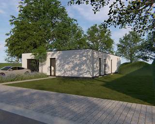 <p>Op een rustige, groene locatie in Hoeleden bieden wij deze <strong>moderne nieuwbouwwoning</strong> aan op een perceel van <strong>6a 29ca</strong>. Het ontwerp is een <strong>voorstel</strong> en kan volledig worden aangepast aan de wensen van de koper.</p>
<p><strong>Troeven:</strong></p>
<ul>
<li>Open bebouwing met <strong>gevelbreedte 10,35 m</strong></li>
<li>Rustige, landelijke ligging tussen vrijstaande woningen</li>
<li>Inpandige garage verplicht (volgens voorschriften)</li>
<li>Mogelijkheid tot <strong>bijgebouw van 30 m²</strong></li>
<li>Hedendaagse architectuur met veel licht en ruimte</li>
</ul>
<p><strong>Indeling (voorstel):</strong> Inkomhal, toilet, open leefruimte met keuken, berging, <strong>inpandige garage</strong>, 2 slaapkamers en badkamer. Grote tuin met veel privacy.</p>
<p><strong>Ligging:</strong> Groene, kindvriendelijke straat met vlotte verbindingen naar Kortenaken, Tienen, Diest en Leuven.</p>
<p><strong>Wil je deze woning bouwen zoals voorgesteld, of liever een ontwerp op maat? Contacteer Sven voor alle info, plannen en mogelijkheden op sven@immogve.be of 0486/400905.</strong></p>