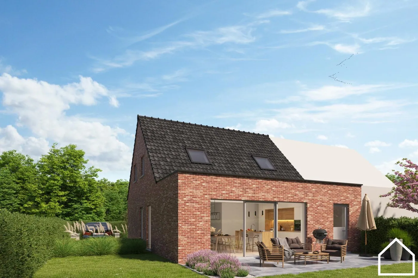 HALFOPEN NIEUWBOUWWONING MET 3 SLPKS OP 374M² - foto 2
