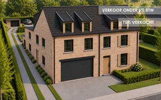 <p><strong> </strong><strong>Nieuwbouw gelijkvloers appartement met 3 slaapkamers en tuin te Brecht | 6% btw mogelijk</strong></p>
<p>Op een <strong>rustige locatie te Brecht, vlak bij de vaart</strong>, bevindt zich dit ruime gelijkvloerse nieuwbouwappartement met een totale bruto-oppervlakte van ca. <strong>187 m² inclusief inpandige garage</strong>. Met <strong>3 slaapkamers</strong>, een <strong>privatieve tuin</strong> en een uitzonderlijk ruime inpandige garage biedt het appartement heel wat wooncomfort.</p>
<p>Via de gemeenschappelijke inkomhal bereik je de voordeur van het appartement. De inkomhal geeft toegang tot <strong>3 volwaardige slaapkamers</strong>, een badkamer, een apart gastentoilet en praktische bergruimte. De ruime en lichtrijke leefruimte vormt samen met de <strong>open keuken en eetplaats</strong> één aangenaam geheel. Vanuit de leefruimte is er toegang tot het <strong>terras en de aansluitende tuin</strong>.</p>
<p>Aan de linkerzijde van het gebouw bevindt zich bovendien een <strong>tweede, private inkom</strong>, die rechtstreeks toegang geeft tot de garage en de leefruimte. De zeer ruime inpandige garage biedt plaats aan <strong>twee wagens en fietsen</strong> en vormt een absolute meerwaarde.<br /><br />Door het kleinschalige karakter en de afwezigheid van een lift blijven de <strong>gemeenschappelijke kosten beperkt</strong>.</p>
<p>Omdat de werken nog moeten starten, krijg je als koper de mogelijkheid om <strong>de afwerking mee te kiezen</strong> en het appartement naar eigen smaak vorm te geven. De start van de werken is voorzien voor <strong>december 2026</strong>, met een verwachte oplevering <strong>circa 18 maanden na aanvang van de werken</strong>.</p>
<p><strong>Troeven:</strong></p>
<ul>
<li>Rustige ligging nabij de vaart</li>
<li>Gelijkvloers wonen</li>
<li><strong>187 m² bruto incl. garage</strong></li>
<li><strong>3 slaapkamers</strong></li>
<li><strong>Privatieve tuin en terras</strong></li>
<li>Zeer ruime inpandige garage voor 2 wagens</li>
<li>Afwerking nog mee te kiezen</li>
<li>Nieuwbouw met hedendaags wooncomfort</li>
</ul>
