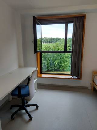 Rustig gelegen studentenkamer 18 m2 met eigen sanitair (WC en lavabo en douche). Gemeenschappelijke keuken voor 10 studenten met 3 fornuizen (2 pitten), oven, 2 microgolfovens, 2 afwasbakken. <br />In de kelderverdieping is er een polyvalente ruimte, een fietsenstalling alsook een wasruimte met wasmachine.<br />Bouwjaar 2014.<br /><br />Dicht bij Sportkot KUL en Hogeschool UCLL.<br />Bushalte om de hoek.<br />Spar winkel op 150m.<br /><br /><br />Zeer goed als investering. Is momenteel verhuurd.