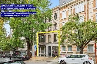 Located on Avenue Huart Hamoir in Schaerbeek, we offer you this versatile building with a commercial ground floor and two apartments. An excellent investment opportunity with immediate return!<br />The commercial ground floor has a spacious area with numerous possibilities for layout or division, ideal for an office, liberal profession, etc.<br /><br />The floors include:<br />Apartment 1/on the 1st floor at the back: ± 68 m², 1 bedroom, pleasant terrace.<br />Apartment 2/on the 1st floor at the front: ± 119 m², fully renovated, 2 bedrooms, balcony.<br /><br />Both apartments are rented, providing a stable and immediate rental return.<br />The property is excellently located in an easily accessible neighborhood, close to shops, public transport, and major roads.<br /><br />Advantages:<br />- Commercial ground floor with various possibilities<br />- Two rented apartments<br />- Good location in a lively and green neighborhood (park in front!)<br />- Immediate return<br /><br />💡 A unique opportunity for investors or self-employed individuals looking for a property with potential!