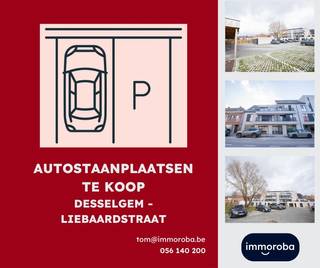 In de Liebaardstraat te Desselgem bieden wij een autostaanplaats te koop aan, gelegen achteraan de residentie Albert &amp; Jerome. De staanplaats is veilig geparkeerd en niet aan de drukke weg, en vormt de ideale oplossing voor wie op zoek is naar een praktische parkeerplaats in de buurt.<br /><br />Interessant zowel voor omwonenden, bewoners van de residentie als investeerders.<br /><br />✔ Vlotte toegang<br />✔ Praktische ligging<br />✔ Ideaal als investering of eigen gebruik<br /><br />Wenst u meer informatie of een bezoek ter plaatse?<br />Contacteer ons gerust via tom@immoroba.be<br /> of 0497/85.80.52.