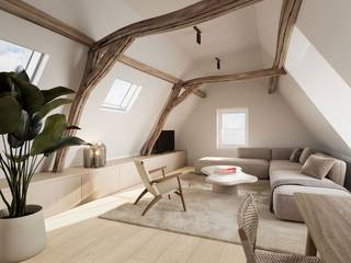 LUXUEUS DAKAPPARTEMENT met authentieke charme en UNIEK UITZICHT.
Dit uitzonderlijk afgewerkte dakappartement met een totale bruto oppervlakte van 189 m2  combineert authentieke elementen, zoals originele balken, met hedendaagse architectuur en hoogwaardig comfort. Het beschikt over 2 slaapkamers en een uniek terras/balkon met prachtig uitzicht op de OLV-kerk.
Het appartement omvat een inkomhal met vestiaire en toilet, een volledig uitgeruste keuken met hoogwaardige Miele-toestellen, een sfeervolle zithoek en een unieke eetplaats met leeshoek/bibliotheek. Beide slaapkamers beschikken over maatkasten. Verder is er een luxueuze badkamer, afgewerkt met mortex, Vola-kraanwerk en travertin, en een praktische berging.
De hoogwaardige afwerking omvat eiken parket, Dark-verlichting, vloerverwarming, airco, warmtepomp, domotica, videoparlofonie, blokkaderdeuren en nieuw schrijnwerk met dubbel glas. Verder zijn er een lift, private berging en gemeenschappelijke fietsenberging.
Er is tevens mogelijkheid tot aankoop van één of meerdere autostaanplaatsen in het gebouw.
Kopers hebben inspraak in de keuze van de afwerking binnen een ruim voorzien budget.
Een unieke combinatie van karakter, hedendaagse luxe en een prachtig uitzicht, midden in het historische Brugge.