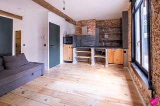 Gelegen tussen de Paardenmarkt en de Ossenmarkt vinden we dit gezellig stekje. Onmiddellijk beschikbaar! <br /><br />Op de 1ste verdieping van het gebouw komen we de leefruimte binnen met op keuken. De keuken is voorzien van oven, koelkast, dampkap, kookveld een vaatwasser. <br />De grote kast dient als 'room devider'. Achter de kast bevind zich de slaaphoek. <br />Aparte badkamer met douche, lavabo en WC.<br /><br />Heel leuk starters appartement op een toffe ligging. <br />Maandelijkse kosten van € 225,00 per maand voor algemene delen, forfait privé water, forfait privé gas en forfait privé elektriciteit. <br />Wees er snel bij voor een afspraak.