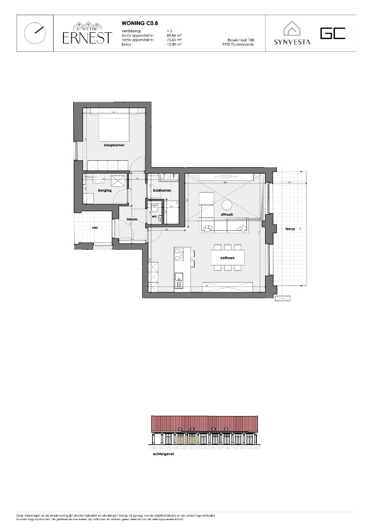 Modern huis met 1 slaapkamers en vide – Nieuwbouwproject Ernest, Oudenaarde - foto 3
