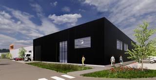 Cette unité dispose d'une porte sectionnelle (4x5 m) à l'avant, d'un mur vitré (4x5 m) avec une porte battante en verre, ainsi qu'une porte...