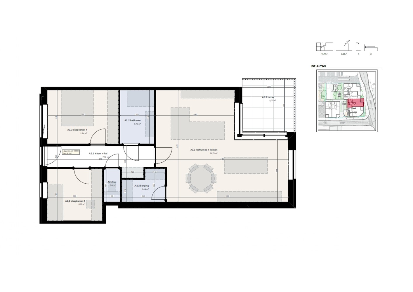 Appartement met 2 slaapkamers - foto 3