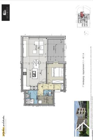 Appartement met 1 slaapkamer gelegen op de eerste verdieping: Inkom met toilet en toegang tot de berging en badkamer. Leefruimte met open...
