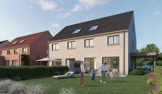 BINNENKORT TE KOOP - ZELE: landelijk gelegen halfopen nieuwbouwwoning op 667 m2 grond met uitgestrekt landelijk uitzicht - Indeling: gelijkvloers: inkomhal met toilet, ruime living met grote ramen die uitzicht bieden over de velden, ingerichte keuken met eiland (AEG- of SIEMENS-toestellen), berging/technische ruimte, inpandige garage - 1ste verdieping: 3 slaapkamers, apart toilet en badkamer met ligbad en grote inloopdouche - dakverdieping: zolder met mogelijkheid om extra kamers te voorzien (meerprijs op aanvraag) - vloerverwarming op gelijkvloers en verdieping via warmtepomp, ventilatie D, zonnepanelen - oprit en terras inbegrepen - 6% btw-tarief op de ruwbouw mogelijk (afhankelijk van de situatie van de koper)