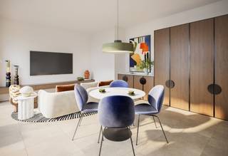 Bienvenue à De Stip, un projet immobilier novateur à Gentbrugge, situé entre la Tennisstraat, l'Arthur Van Laethemstraat et la Bruiloftstraat, sur l'ancien site de l'AA Gent et de La Gantoise.

Le projet De Stip comprend 135 logements répartis dans 11 bâtiments :
- 66 maisons individuelles avec espace extérieur privé
- 69 appartements avec terrasses spacieuses
- Des espaces commerciaux qui apportent une touche de dynamisme.

Le quartier a été conçu comme un environnement résidentiel de type village avec beaucoup de lumière, de verdure et un parc commun
De Stip mise pleinement sur la durabilité avec :
- un niveau E inférieur à E10
- un chauffage géothermique collectif (champ BEO)
- un système de stockage d'eau et un plan de plantation biodiversifié
- l'utilisation de matériaux durables
- de faibles coûts énergétiques, un confort optimal et une TVA de 6 % possible à l'achat.

De Stip bénéficie d'un emplacement stratégique à Gentbrugge.

Atouts :
- Logements économes en énergie (niveau E inférieur à E10)
- Géothermie collective via ESCO
- TVA de 6 % possible
- Emplacement calme et verdoyant
- Architecture de qualité

Contactez-nous dès aujourd'hui au 0488 14 62 77 pour plus d'informations sur les appartements et maisons disponibles.

Les rendus présentés sont uniquement à titre illustratif et peuvent différer de la réalisation finale. En cas de différences ou de divergences d'interprétation, le cahier des charges et les plans prévalent toujours sur les représentations visuelles.