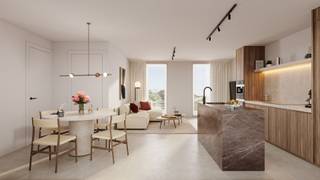 Droom je van een stijlvol, energiezuinig appartement op een topligging in Kallo? Dit moderne nieuwbouwappartement in het centrum is ideaal.<br /><br />In dit appartement vind je o.m. een afgewerkte keuken, eet- en zithoek met veel lichtinval, twee slaapkamers, complete badkamer, een wasplaats, berging én een zongericht terras.<br /><br />Dankzij een geothermische warmtepomp, vloerverwarming, hoogrendementsbeglazing, zonnepanelen en slimme ventilatiesysteem bespaar je aanzienlijk op je energiekosten.<br /><br />Danneels werkt jouw nieuwe thuis sleutel-op-de-deur voor je af met vaste afspraken over budget &amp; timing. De keuken, badkamer &amp; vloeren kan je zelf kiezen in de toonzalen van onze partners.<br /><br />Bij het appartement hoort ook een ondergrondse parkeerplaats, extra berging en een fietsenstalling.